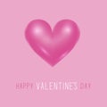 Happy Valentine\'s Day card. Love sign pink realistic heart illustration.